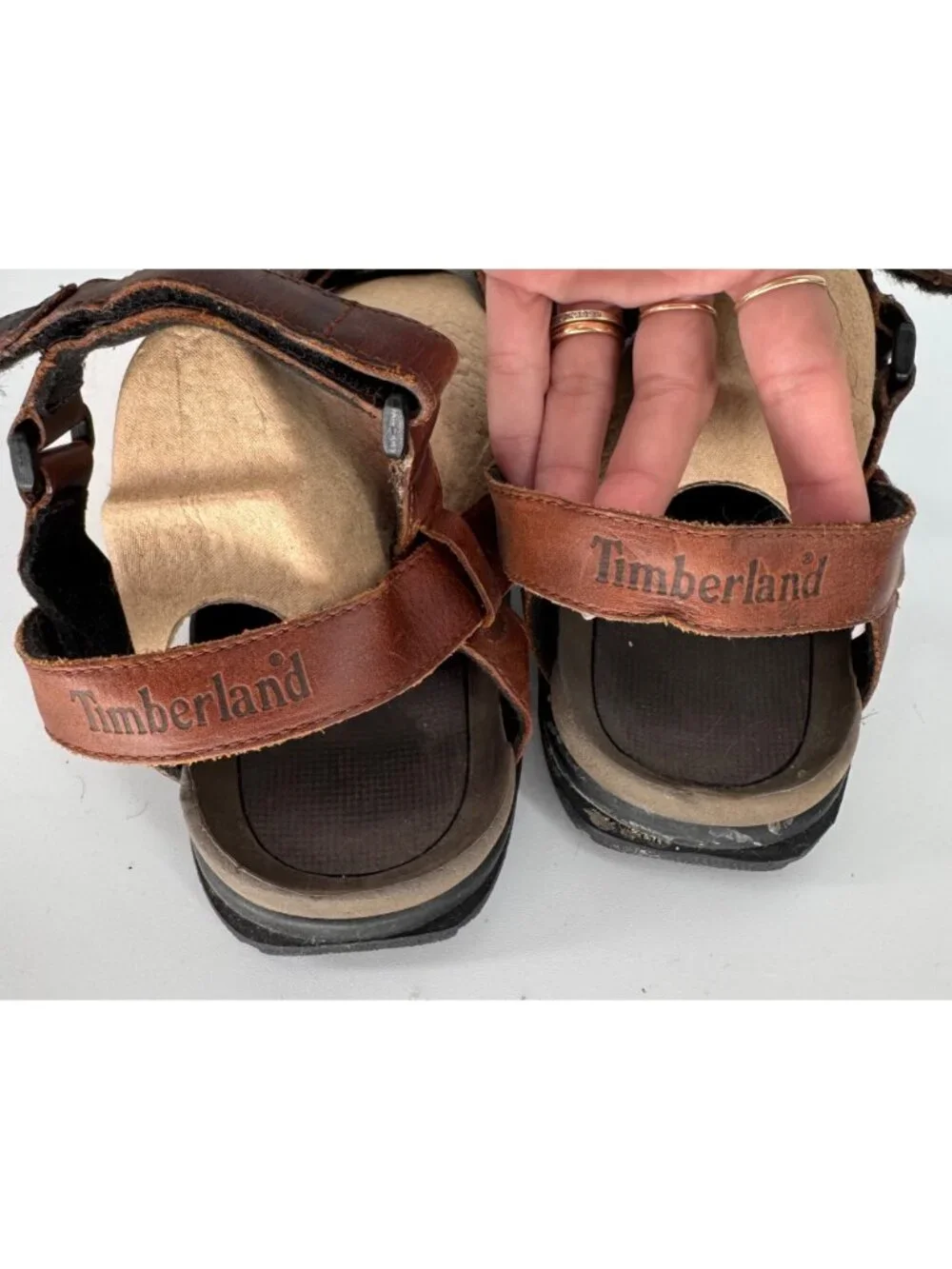 Timberland Vintage Brown Leather Sandals With Adjustable Straps Mens Size 13M